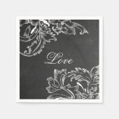 トレンディー手描きフローラブラックボードチョーク効果 スタンダードカクテルナプキン (正面)
