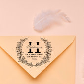 トレンディー手描きフローラリース |差出人住所 ラバースタンプ