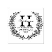 トレンディー手描きフローラリース |差出人住所 ラバースタンプ (インプリント)