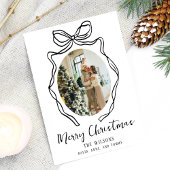 トレンディー手描きボウフォトクリスマス シーズンカード