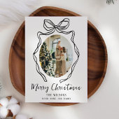 トレンディー手描きボウフォトクリスマス シーズンカード