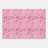 トレンディー手描きモノクロレッド&ホワイトクリスマス ラッピングペーパーシート (正面2)