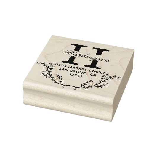 トレンディー手描きリース差出人住所 ラバースタンプ (スタンプ)