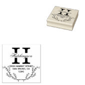 トレンディー手描きリース差出人住所 ラバースタンプ (押印)