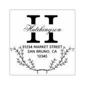 トレンディー手描きリース差出人住所 ラバースタンプ (インプリント)