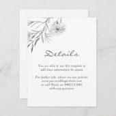 トレンディー手描き花結婚式レセプション詳細 エンクロージャーカード (正面/裏面)