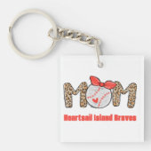 トレンディー手描き野球ママパーソナライズされた キーホルダー (正面)