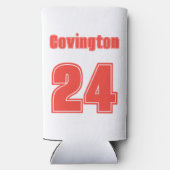 トレンディー手描き野球ママパーソナライズされた スリム缶クーラー (裏面)