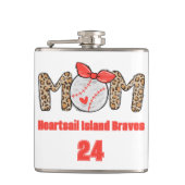 トレンディー手描き野球ママパーソナライズされた フラスク (正面)