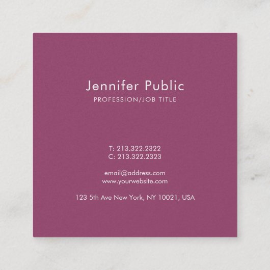 トレンディー手書きスクリプトシックミニマルラグジュアリー スクエア名刺 (裏面)