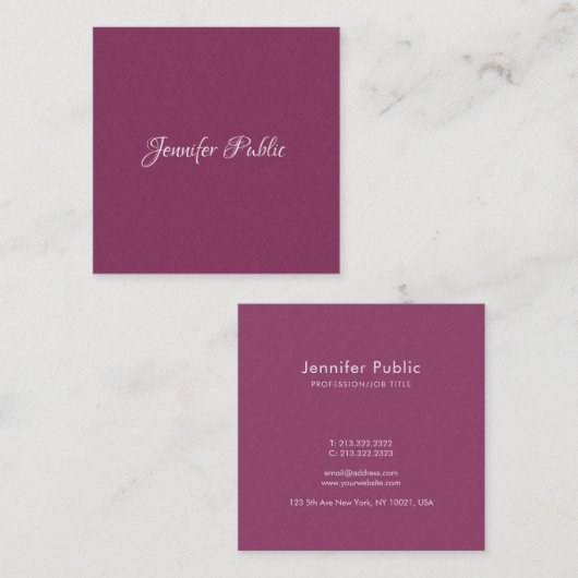 トレンディー手書きスクリプトシックミニマルラグジュアリー スクエア名刺 (正面/裏面)