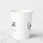 トレンディー手書きスクリプトブラック&ホワイト卒業 紙コップ (右)