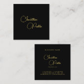 トレンディー手書きスクリプト名シンプルテンプレート スクエア名刺 (正面/裏面)