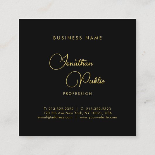 トレンディー手書きスクリプト名シンプルテンプレート スクエア名刺 (裏面)