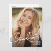 トレンディー手書きスクリプト大学院写真 案内ポストカード (正面/裏面)