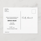 トレンディー手書きスクリプト大学院写真 案内ポストカード (裏面)