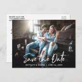 トレンディー手書きスクリプト日付の写真を保存 ポストカード (正面/裏面)