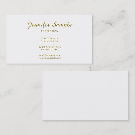 トレンディー手書きスクリプト金ゴールド書道ラグジュアリー 名刺 (正面/裏面)