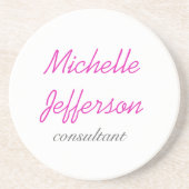 トレンディー手書きピンクホワイトクリーン コースター (正面)