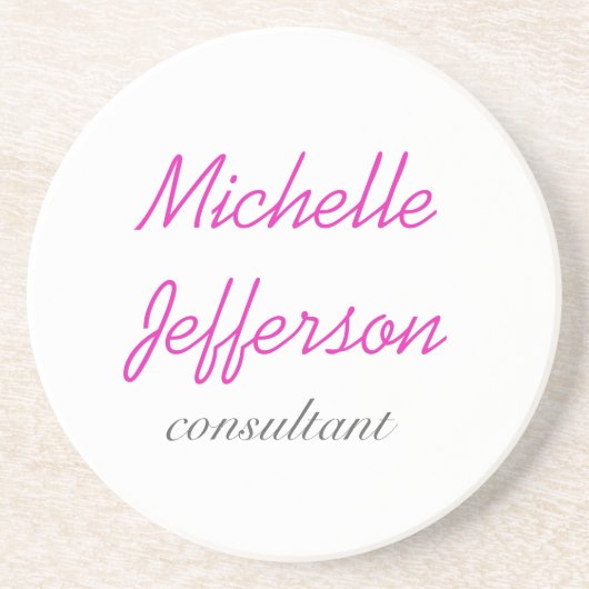 トレンディー手書きピンクホワイトクリーン コースター (正面)