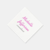 トレンディー手書きピンクホワイトクリーン スタンダードカクテルナプキン (角)