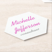 トレンディー手書きピンクホワイトクリーン ペーパーコースター (アングル)