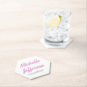 トレンディー手書きピンクホワイトクリーン ペーパーコースター (インサイチュ)