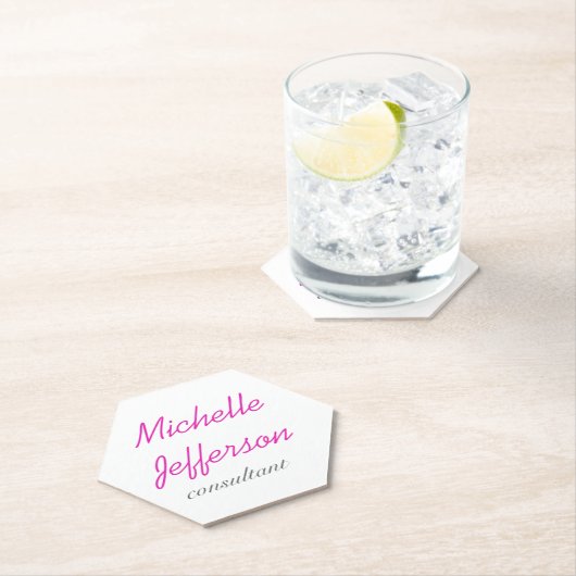 トレンディー手書きピンクホワイトクリーン ペーパーコースター (インサイチュ)