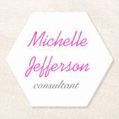 トレンディー手書きピンクホワイトクリーン ペーパーコースター (正面)