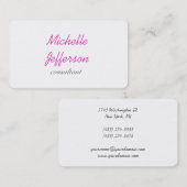 トレンディー手書きピンクホワイトクリーン 名刺 (正面/裏面)