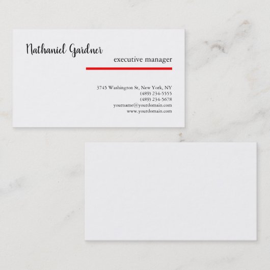 トレンディー手書きプレーンクリエイティブモダン赤い白 名刺 (正面/裏面)