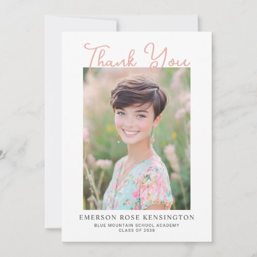 トレンディー手書き卒業ありがとう サンキューカード (正面)