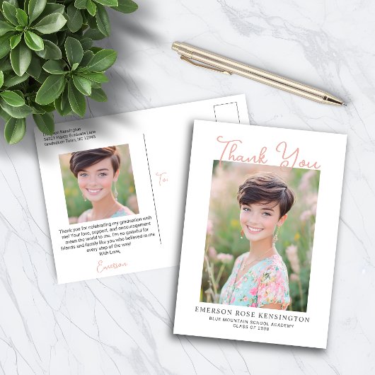 トレンディー手書き卒業ありがとう ポストカード