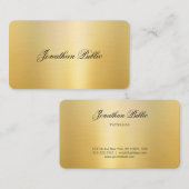 トレンディー手書き名スタイリッシュ金ゴールドの検索モダン 名刺 (正面/裏面)