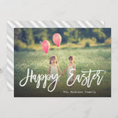 トレンディー手書き文字スクリプト | イースター写真 シーズンカード (正面/裏面)
