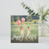 トレンディー手書き文字スクリプト | イースター写真 シーズンカード (スタンド正面)