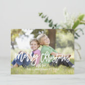 トレンディー手書き文字スクリプト | 休日の写真カード シーズンカード (スタンド正面)