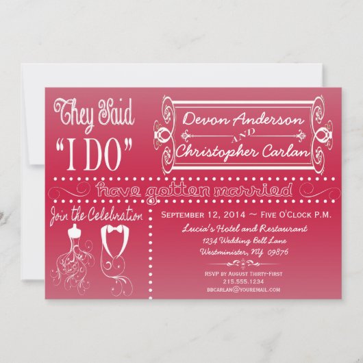 トレンディー披露宴のみシャルボード招待状 招待状 (正面)