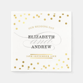 トレンディー披露宴シックなミニマル金ゴールド紙吹雪 スタンダードカクテルナプキン