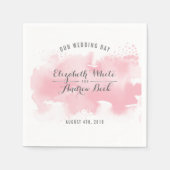 トレンディー披露宴スタイリッシュ水彩赤面ピンク スタンダードカクテルナプキン (正面)