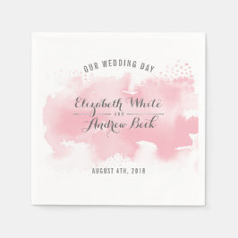 トレンディー披露宴スタイリッシュ水彩赤面ピンク スタンダードカクテルナプキン
