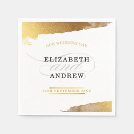 トレンディー披露宴モダンルクセンシャルギルド金ゴールド端 スタンダードカクテルナプキン