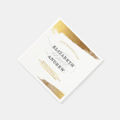 トレンディー披露宴モダンルクセンシャルギルド金ゴールド端 スタンダードカクテルナプキン (角)