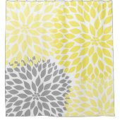 トレンディー抽象芸術イエローグレーフローラバスルームのデコール シャワーカーテン (正面)