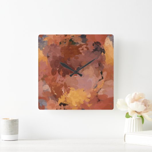 トレンディー抽象芸術ウォーターカラーアートウォームカラー スクエア壁時計 (ホーム)