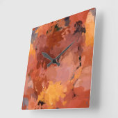 トレンディー抽象芸術ウォーターカラーアートウォームカラー スクエア壁時計 (傾斜)