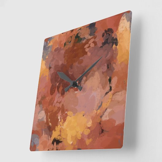 トレンディー抽象芸術ウォーターカラーアートウォームカラー スクエア壁時計 (傾斜)