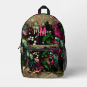 トレンディー抽象芸術オーガニック金ゴールドの輝きモノグラムの プリントバックパック (正面)