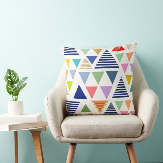 トレンディー抽象芸術カラフル三角形パターン クッション (椅子)