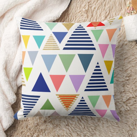 トレンディー抽象芸術カラフル三角形パターン クッション (ブランケット)